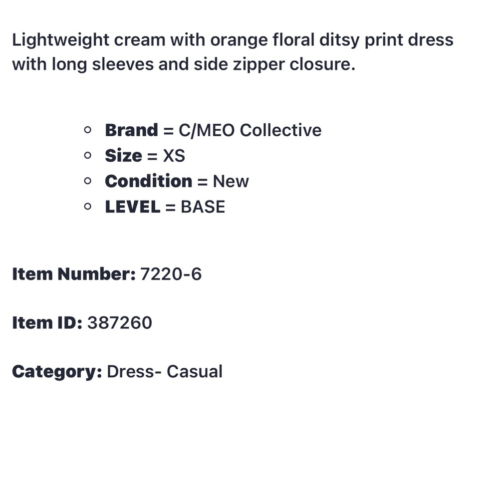 C/MEO COLLECTIVE NWT Cream Ditzy Floral Pattern MOLTEN Dress B0319 - Picture 9 of 12